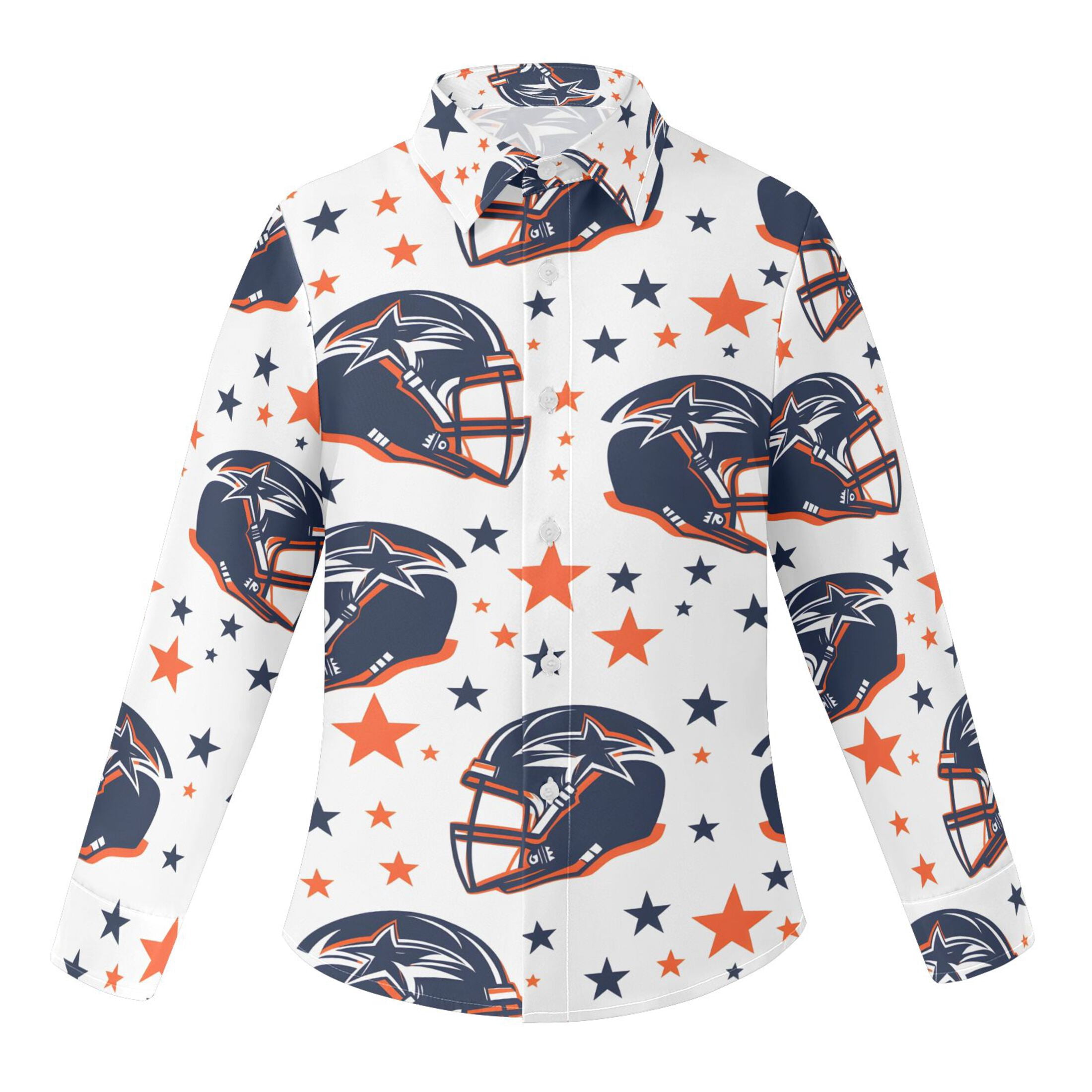 BZSMCE Long‑Sleeve Collared Button Down Shirt Rugby Pattern (10) Print ...