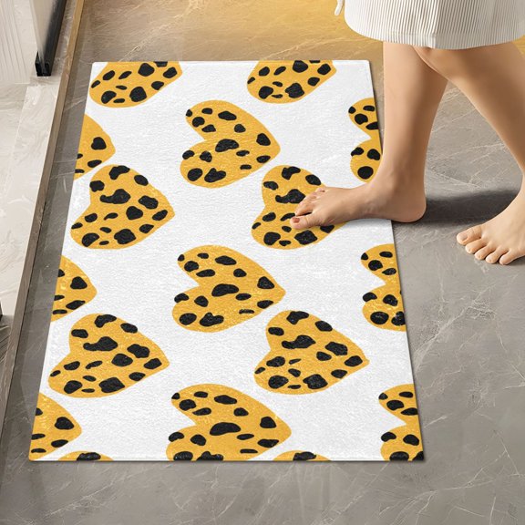 BZSMCE Love Leopard Print Pattern Pattern 2-Piece Non-Slip Absorbent Bathroom Rug Set, Soft Bath Mat & Toilet Rug