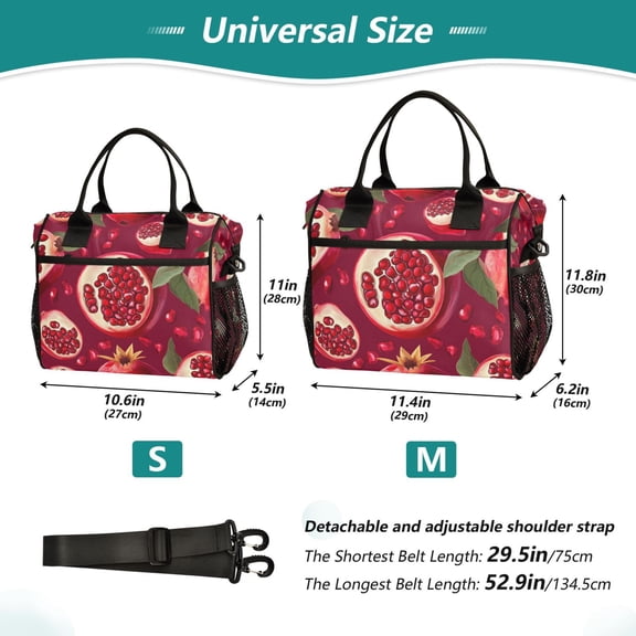 BZSMCE Lunch Bag Creative Lovely Pomegranate Pattern Cooler bag with Shoulder Strap