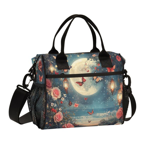 BZSMCE Lunch Bag Creative Seaside Gardens Cooler bag with Shoulder Strap