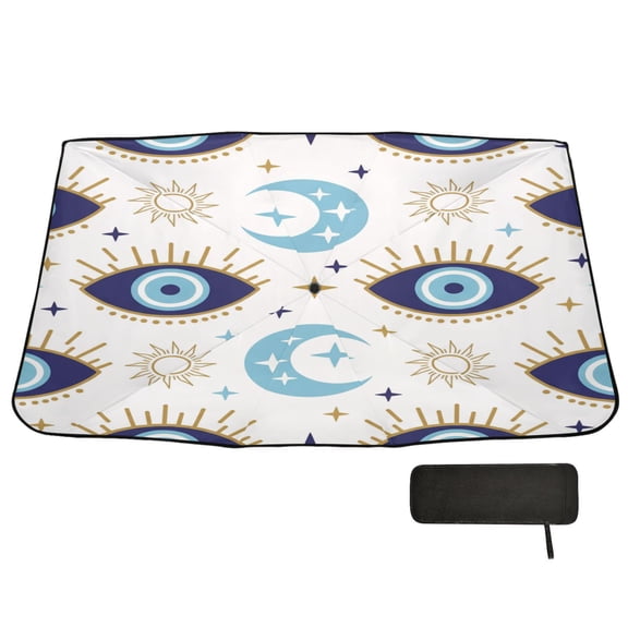 BZSMCE Magic Evil Eye Car Windshield Foldable Sunshade Umbrella UV Protection with Storage Bag