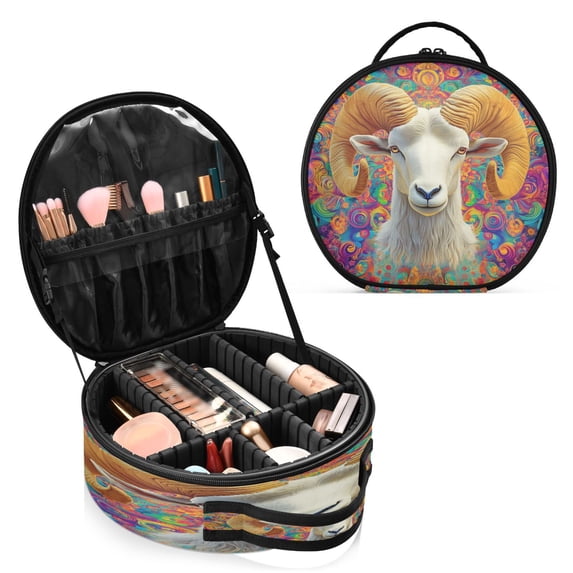 BZSMCE Makeup Bag Large Travel Cosmetic Bag with Adjustable Dividers Fashion Crimson Blossom Serenade Printed