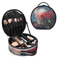 thumbnail image 1 of BZSMCE Makeup Bag Large Travel Cosmetic Bag with Adjustable Dividers Fashion Hearts in Bloom Printed, 1 of 7