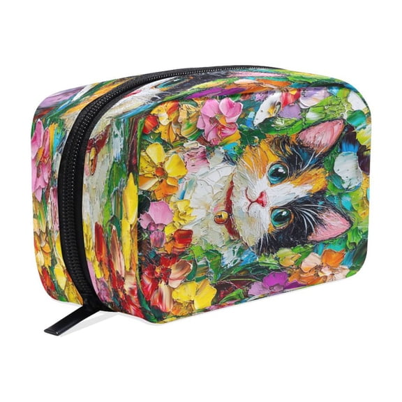 BZSMCE Makeup and Cosmetic Bag Women Simple Blossom Bliss Pattern Square Cosmetic Bag