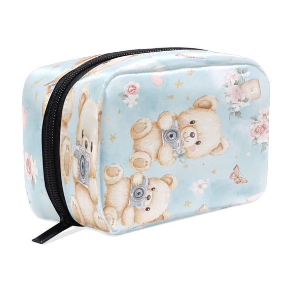 BZSMCE Makeup and Cosmetic Bag Women Simple Camera-ready Cubs Pattern Square Cosmetic Bag