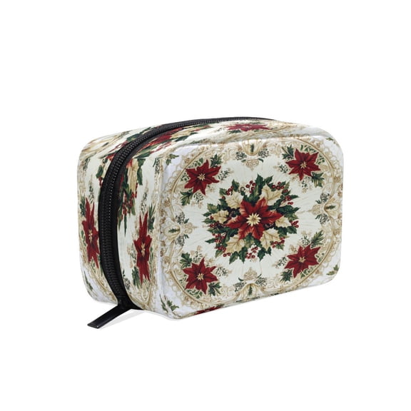 BZSMCE Makeup and Cosmetic Bag Women Simple Christmas Whimsy Pattern Square Cosmetic Bag