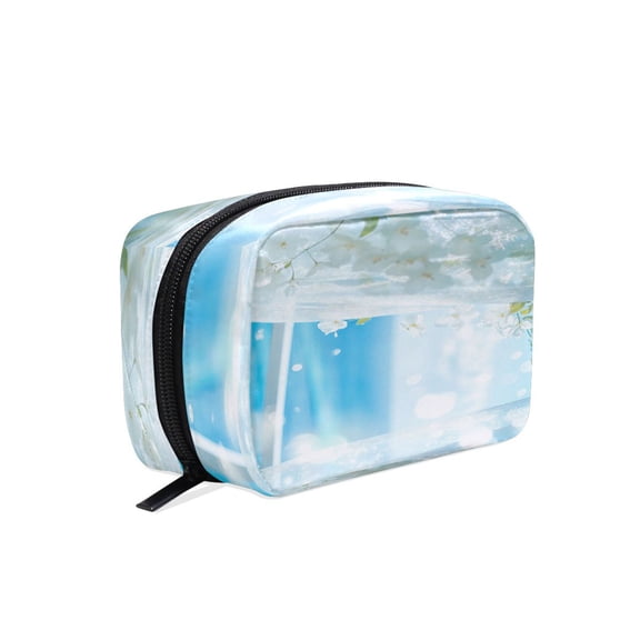 BZSMCE Makeup and Cosmetic Bag Women Simple Flowers by Ocean View Pattern Square Cosmetic Bag