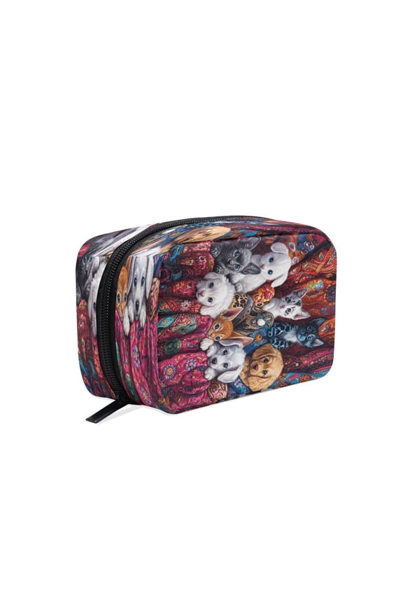 BZSMCE Makeup and Cosmetic Bag Women Simple He Purrfect Playmates Pattern Square Cosmetic Bag