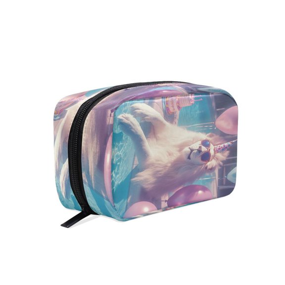 BZSMCE Makeup and Cosmetic Bag Women Simple Lion Birthday Party Pattern Square Cosmetic Bag