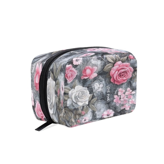 BZSMCE Makeup and Cosmetic Bag Women Simple Oil Rose Pattern Pattern Square Cosmetic Bag