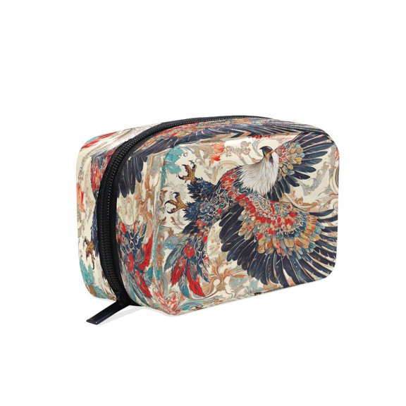 BZSMCE Makeup and Cosmetic Bag Women Simple Ornate Eagless Painting Pattern Square Cosmetic Bag