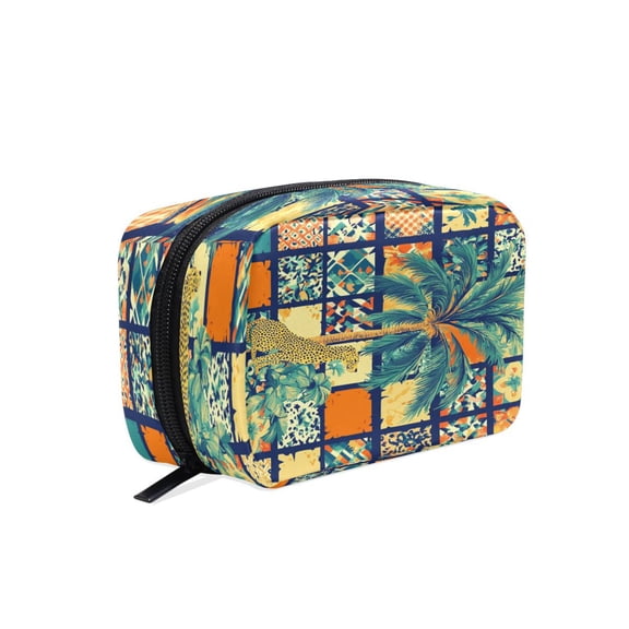 BZSMCE Makeup and Cosmetic Bag Women Simple Summer Ceramic Tile Pattern Pattern Square Cosmetic Bag