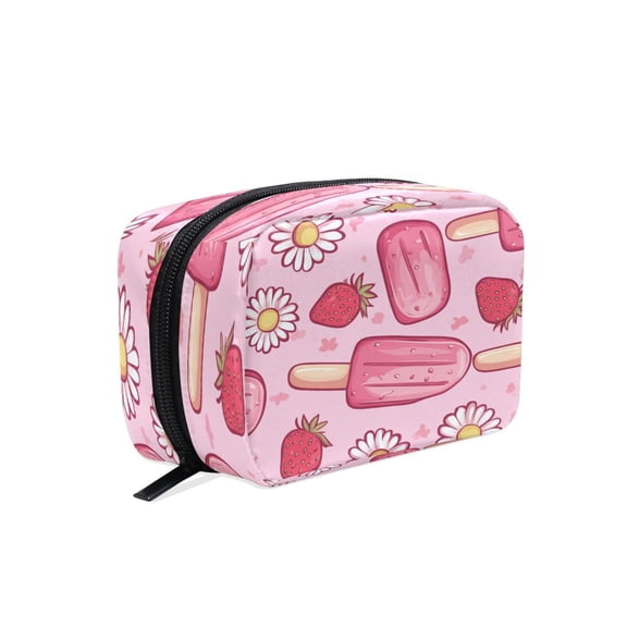 BZSMCE Makeup and Cosmetic Bag Women Simple Summer Popsicle Delight Pattern Square Cosmetic Bag