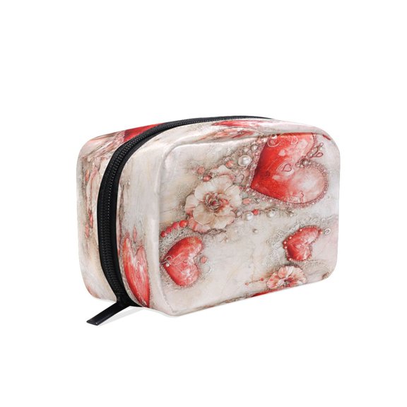 BZSMCE Makeup and Cosmetic Bag Women Simple Valentines Day Printing Pattern Square Cosmetic Bag
