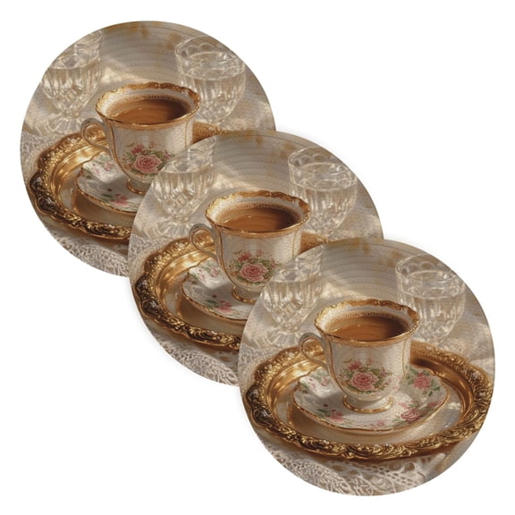 BZSMCE Mats for Pots,Pans Place A Delicate Porcelain Cup Of Coffe Simple Style Pattern Pot Mats