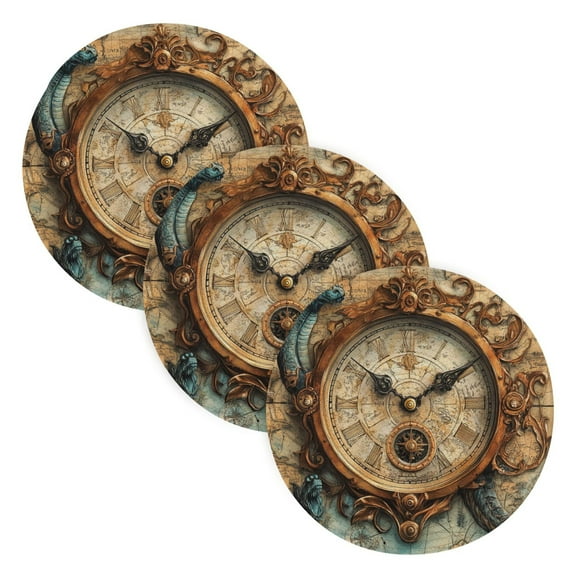 BZSMCE Mats for Pots,Pans Place Antique Clock Pattern Simple Style Pattern Pot Mats
