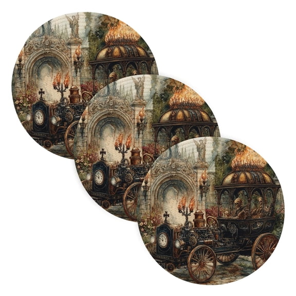 BZSMCE Mats for Pots,Pans Place Art Steampunk Train Printing Simple Style Pattern Pot Mats