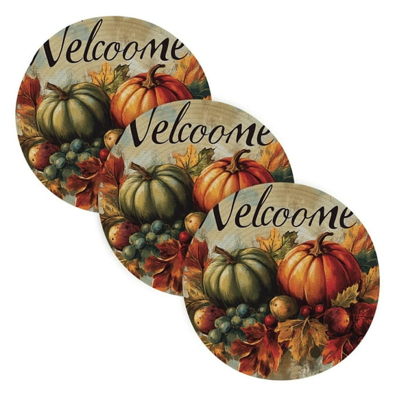BZSMCE Mats for Pots,Pans Place Autumn Pumpkin Pattern Simple Style Pattern Pot Mats