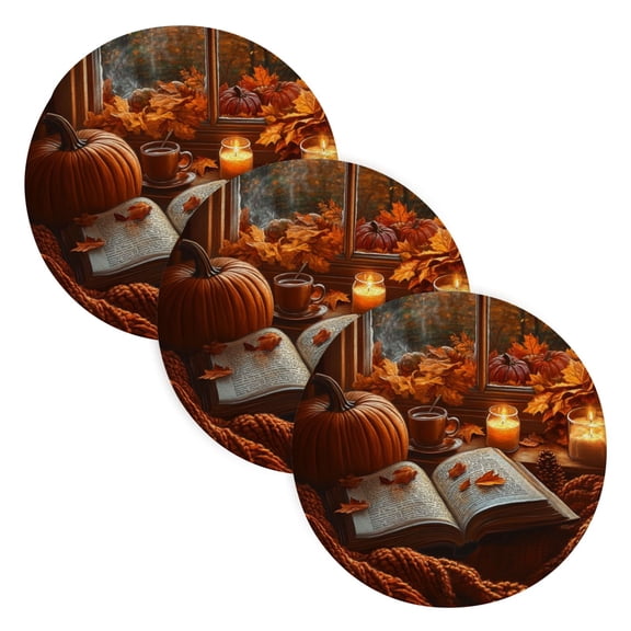 BZSMCE Mats for Pots,Pans Place Autumn Themed Bench Simple Style Pattern Pot Mats