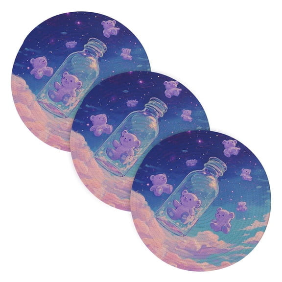 BZSMCE Mats for Pots,Pans Place Bear in Bottle Simple Style Pattern Pot Mats