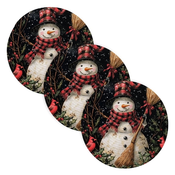 BZSMCE Mats for Pots,Pans Place Beautiful Winter Snowman Simple Style Pattern Pot Mats