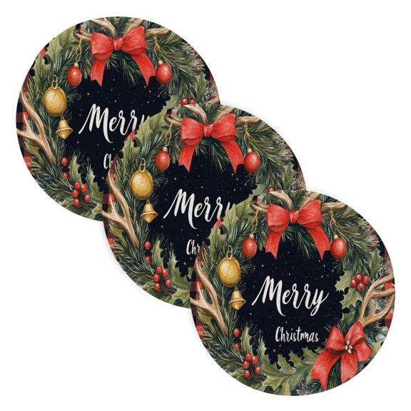 BZSMCE Mats for Pots,Pans Place Christmas Painting Of Design Elegant Plaid Pattern Simple Style Pattern Pot Mats