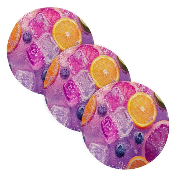 BZSMCE Mats for Pots,Pans Place Citrus Slices Blueberries Ice Cubes Simple Style Pattern Pot Mats