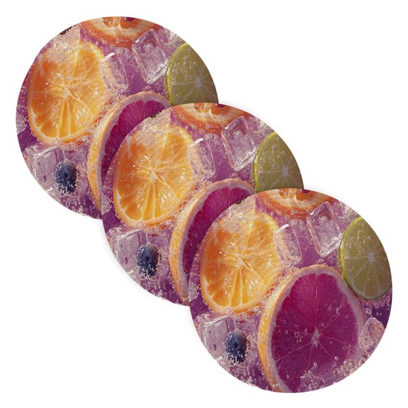 BZSMCE Mats for Pots,Pans Place Citrus Slices Blueberries Ice Simple Style Pattern Pot Mats