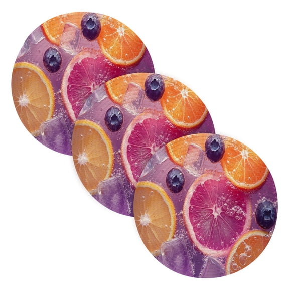 BZSMCE Mats for Pots,Pans Place Citrus Slices Blueberries Ice Simple Style Pattern Pot Mats