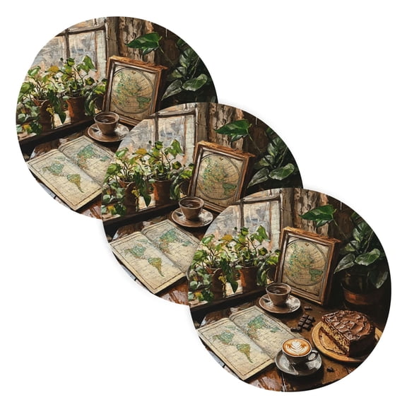 BZSMCE Mats for Pots,Pans Place Coffee and Chocolate Cake Simple Style Pattern Pot Mats