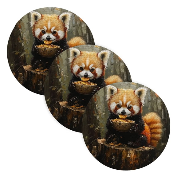 BZSMCE Mats for Pots,Pans Place Cut Panda Eat Fruit Simple Style Pattern Pot Mats