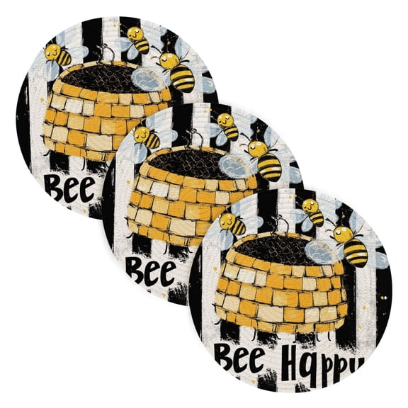 BZSMCE Mats for Pots,Pans Place Cute Bee Pattern Simple Style Pattern Pot Mats