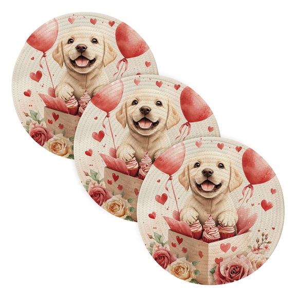 BZSMCE Mats for Pots,Pans Place Cute Labrador Baby Simple Style Pattern Pot Mats