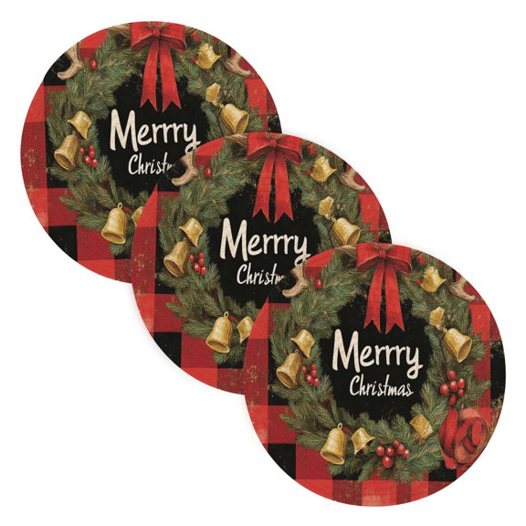 BZSMCE Mats for Pots,Pans Place Design Elegant Plaid Christmas Print Simple Style Pattern Pot Mats
