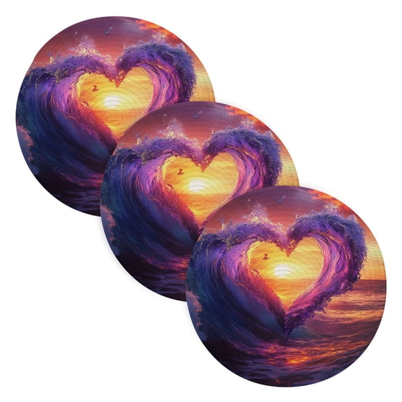 BZSMCE Mats for Pots,Pans Place Heart-shaped Wave Drawing Simple Style Pattern Pot Mats
