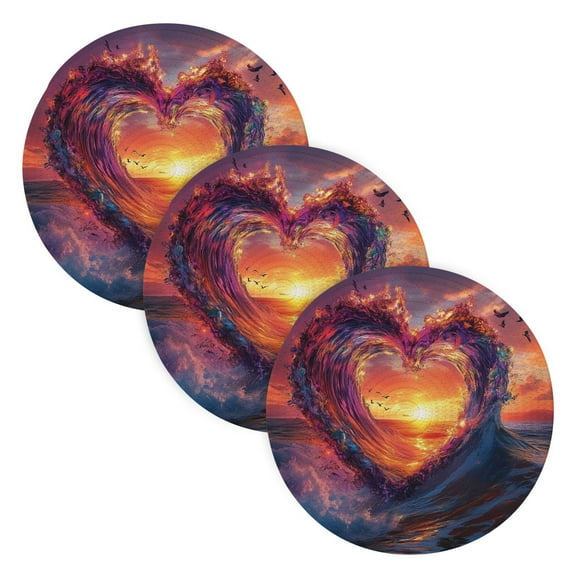 BZSMCE Mats for Pots,Pans Place Heart-shaped Wave Simple Style Pattern Pot Mats