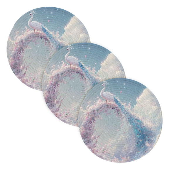 BZSMCE Mats for Pots,Pans Place Illustration Of Peacock Pattern Simple Style Pattern Pot Mats