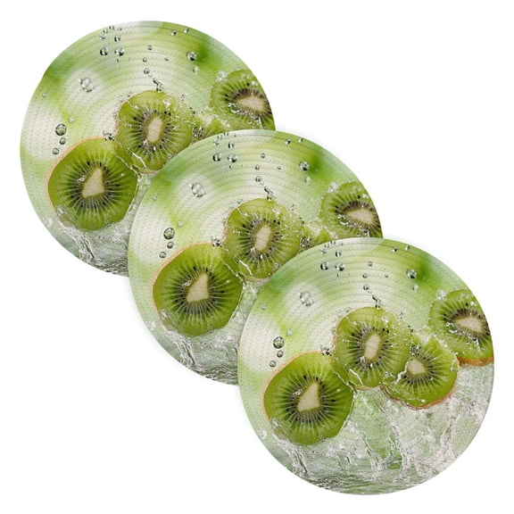 BZSMCE Mats for Pots,Pans Place Kiwifruit Slices Splashing Water Simple Style Pattern Pot Mats