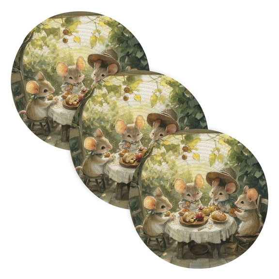 BZSMCE Mats for Pots,Pans Place Mices Take Breakfast Simple Style Pattern Pot Mats