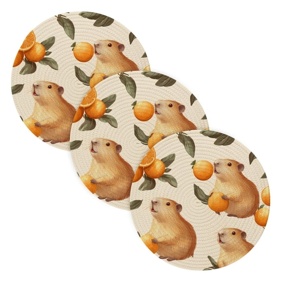 BZSMCE Mats for Pots,Pans Place Orange Mice Simple Style Pattern Pot Mats
