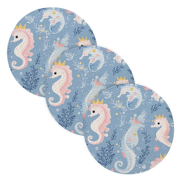 BZSMCE Mats for Pots,Pans Place Pattern Of Cute Seahorses Simple Style Pattern Pot Mats