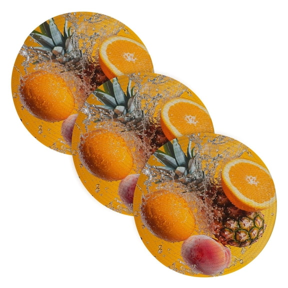 BZSMCE Mats for Pots,Pans Place Pineapple Orange with Water Splash Simple Style Pattern Pot Mats