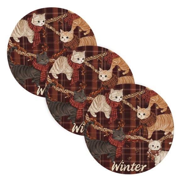 BZSMCE Mats for Pots,Pans Place Plaid Of Cats Simple Style Pattern Pot Mats