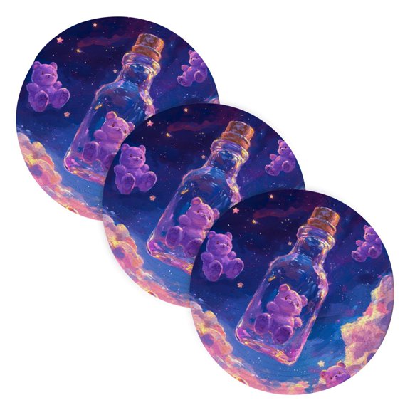 BZSMCE Mats for Pots,Pans Place Purple Bear in Bottle Simple Style Pattern Pot Mats