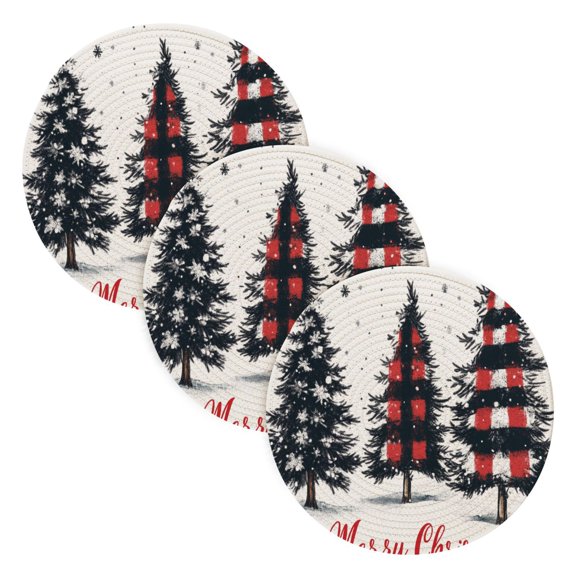 BZSMCE Mats for Pots,Pans Place Red Black Buffalo Plaid Pattern Simple Style Pattern Pot Mats