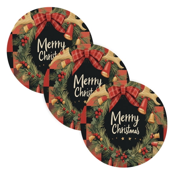 BZSMCE Mats for Pots,Pans Place Red and Black Plaid with Christmas Simple Style Pattern Pot Mats