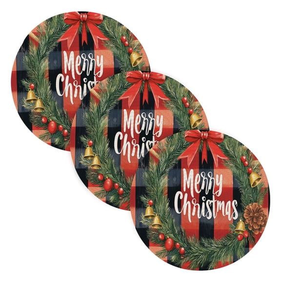 BZSMCE Mats for Pots,Pans Place Red and Black Plaid with White Christmas Simple Style Pattern Pot Mats