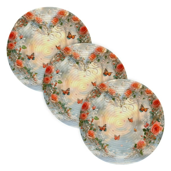 BZSMCE Mats for Pots,Pans Place Roses Heart Simple Style Pattern Pot Mats