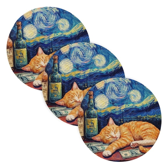BZSMCE Mats for Pots,Pans Place Sleeping Cat Pattern Simple Style Pattern Pot Mats