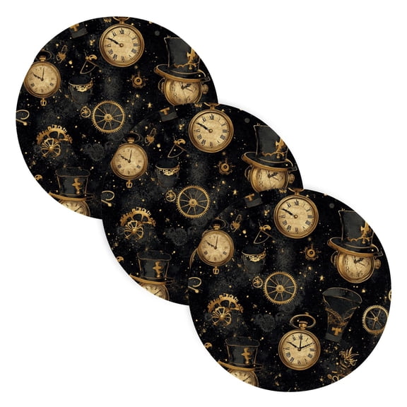BZSMCE Mats for Pots,Pans Place Steampunk Pocket Watches Simple Style Pattern Pot Mats